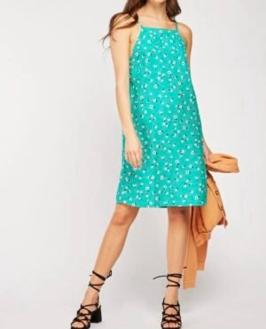 Robe turquoise à pois blancs