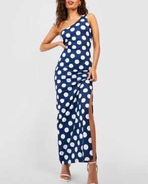 Robe à pois bleu marine