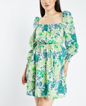 Robe verte à imprimés floraux